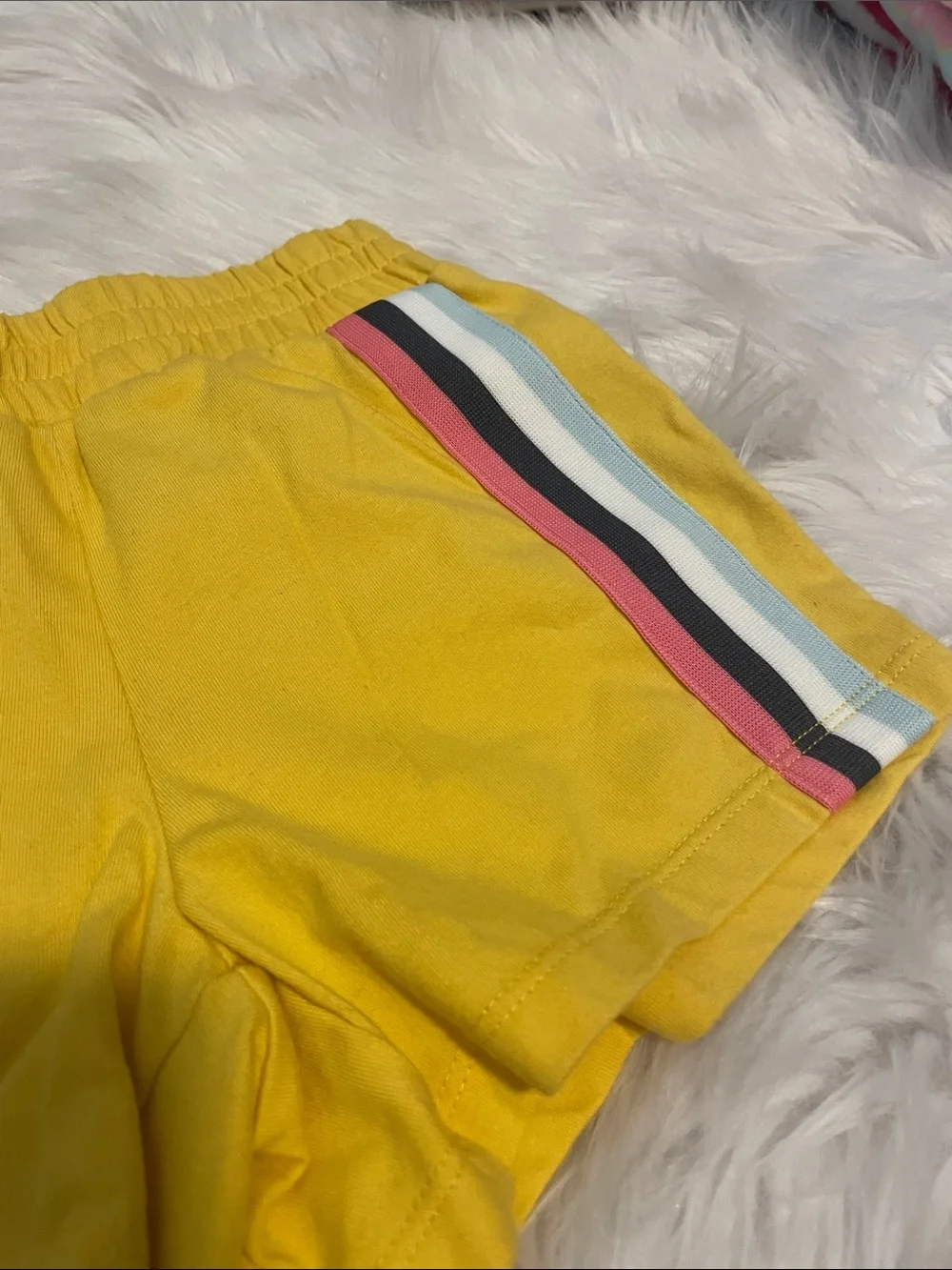 wonder nation Black 'Good Vibes' Graphic Tank with Yellow Shorts